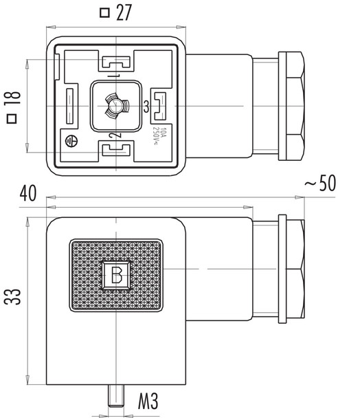 Binder 43-1704-004-03 Size A Female power connector, Contacts: 2+PE, 3.0-10.0 mm, unshielded, screw clamp, IP40 without seal, VDE, ESTI+