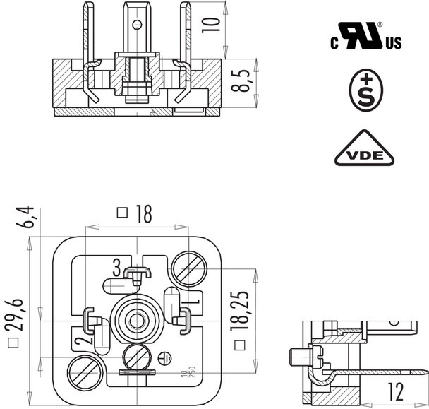 Binder 43-1711-000-04 Size A Male power connector, Contacts: 3+PE, unshielded, solder, IP40 without seal, UL, ESTI+, VDE