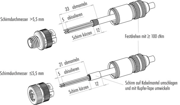 Binder 99-3728-810-04 M12-D Female cable connector, Contacts: 4, 5.0-8.0 mm, shieldable, screw clamp, IP67, UL