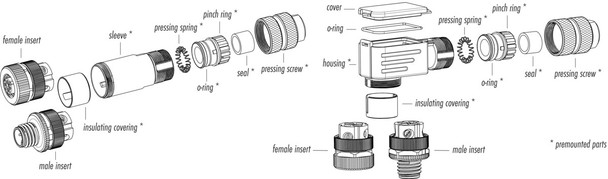 Binder 99-3727-810-04 M12-D Male cable connector, Contacts: 4, 5.0-8.0 mm, shieldable, screw clamp, IP67, UL