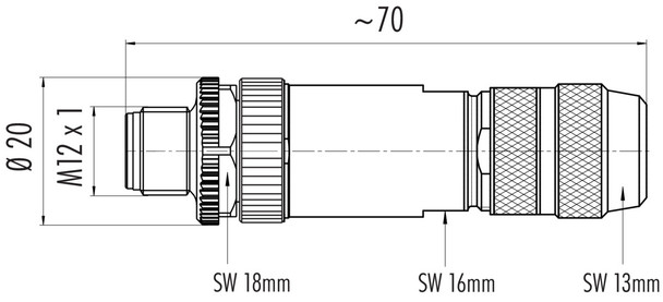 Binder 99-3727-810-04 M12-D Male cable connector, Contacts: 4, 5.0-8.0 mm, shieldable, screw clamp, IP67, UL