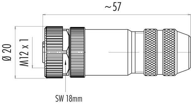 Binder 99-3730-810-04 M12-D Female cable connector, Contacts: 4, 6.0-8.0 mm, shieldable, screw clamp, IP67, UL