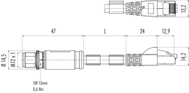 Binder 79-9723-020-08 M12-X Connecting cable, Contacts: 8, shielded, moulded on the cable, IP67, UL, PUR, green, AWG 26/7, 2 m