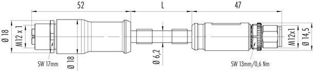 Binder 79-9724-050-08 M12-X Connecting cable, Contacts: 8, shielded, moulded on the cable, IP67, UL, PUR, green, AWG 26/7, 5 m