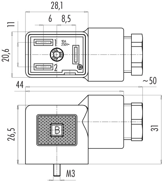 Binder 43-1830-004-03 Size B Female power connector, Contacts: 2+PE, 3.0-10.0 mm, unshielded, screw clamp, IP40 without seal, UL, ESTI+, VDE ***Discontinued***