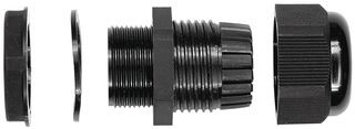 Bud Industries NG-9513 With Locknut, NEMA 4X, PG11, 5 mm, 7.5 mm, Nylon 6.6 (Polyamide 6.6), Black | American Cable Assemblies