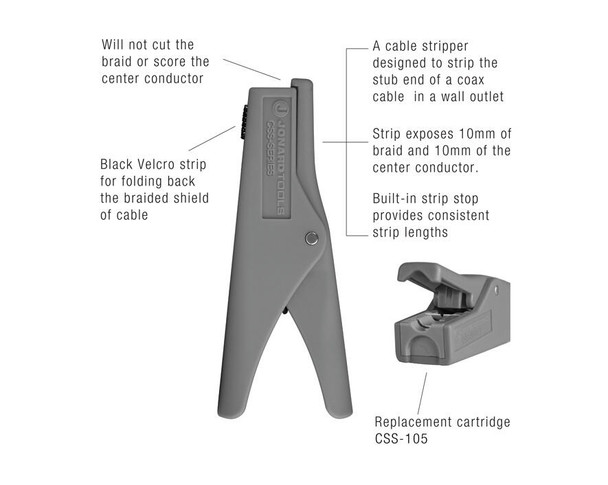Jonard CSS-596 Coax Stub End Stripper (Rg59/Rg6) | American Cable Assemblies