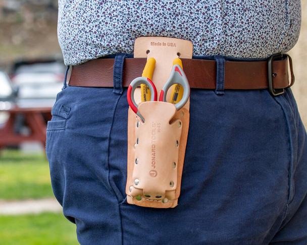 Jonard H-45 Leather 2 Pocket Tool Pouch | American Cable Assemblies