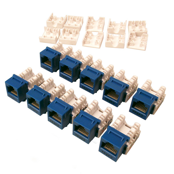 Shaxon SH-BM803U810-10B 10pk Cat 6A RJ45 Keystone Jack 568A/B Blue| American Cable Assemblies