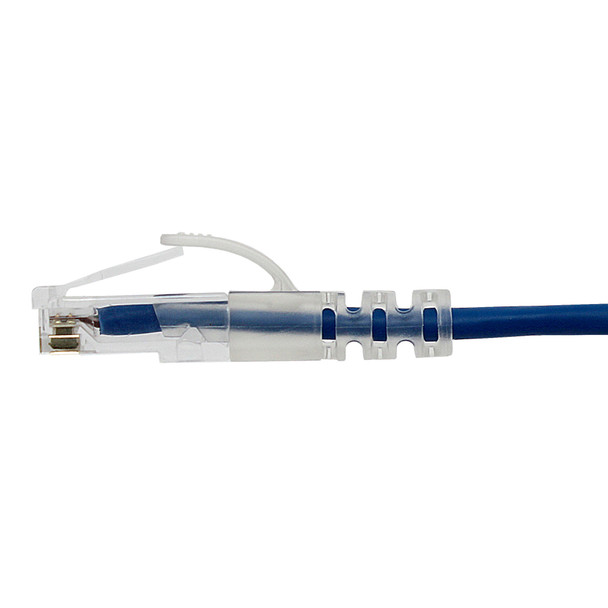 Shaxon SH-UL728-8XXBU-CG CAT 6 Slim Patch Cable, UTP Stranded, Finger Boot, Blue| American Cable Assemblies