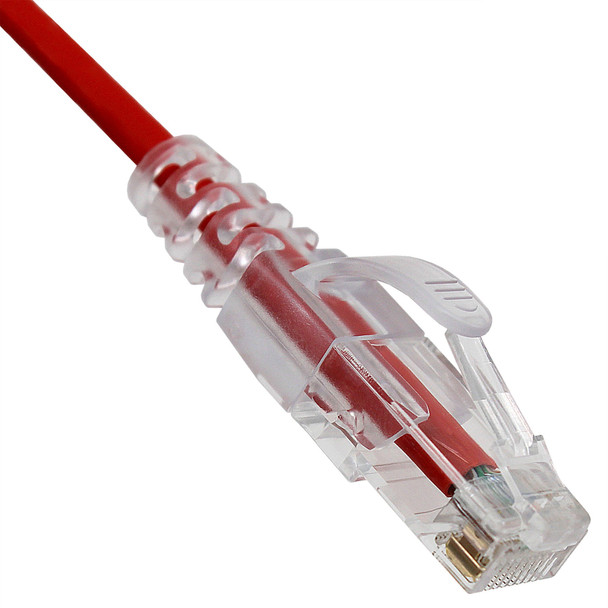 Shaxon SH-UL828-8XXRD-CG CAT 6A Slim Patch Cable, UTP Stranded, Finger Boot, Red| American Cable Assemblies