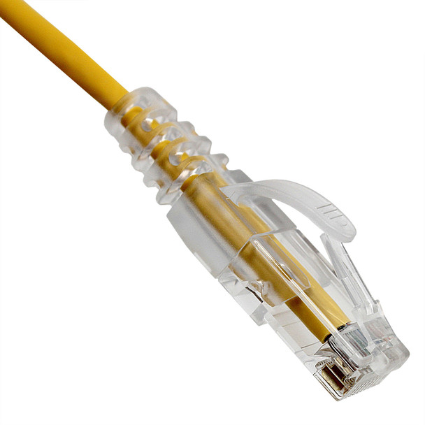 Shaxon SH-UL828-8XXYL-CG CAT 6A Slim Patch Cable, UTP Stranded, Finger Boot, Yellow| American Cable Assemblies