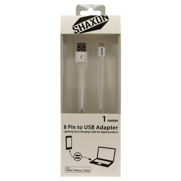 Shaxon SH-USB-8P-01M Data Cable For IPhone, IPod, IPad – Retail Packaging – 1 Meter| American Cable Assemblies
