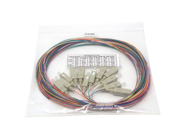 Shaxon SH-01SCUM4J50.9TC123.0M Pigtail SC/UPC 12 Colors OM4 0.9mm OFNR 3M, Tight Buffer| American Cable Assemblies
