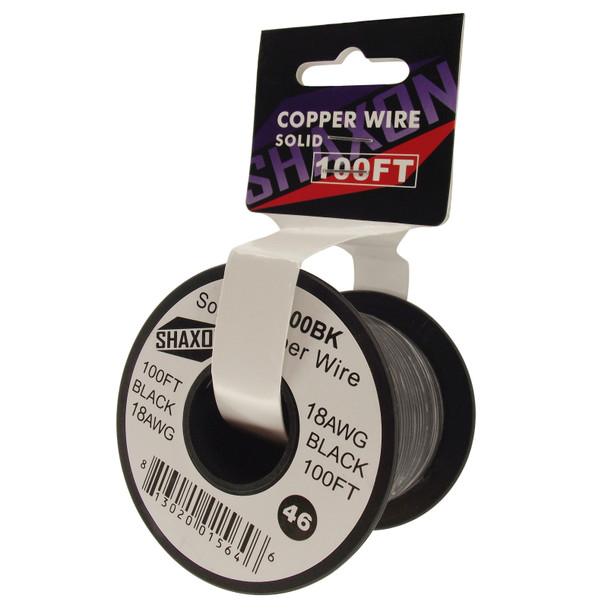 Shaxon SH-SOxx-xxxBK Solid Copper Wire On Spool, Black| American Cable Assemblies