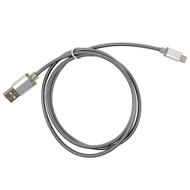 Shaxon SH-USB2MCAMM01MSS-B USB, Micro B Male To USB A Male, 1 Meter, Stainless Steel Jacket| American Cable Assemblies