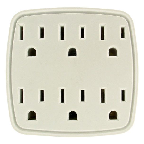 Shaxon SH-PYF-57 Wall Outlet Power Splitter, 6 AC Outlets, White| American Cable Assemblies