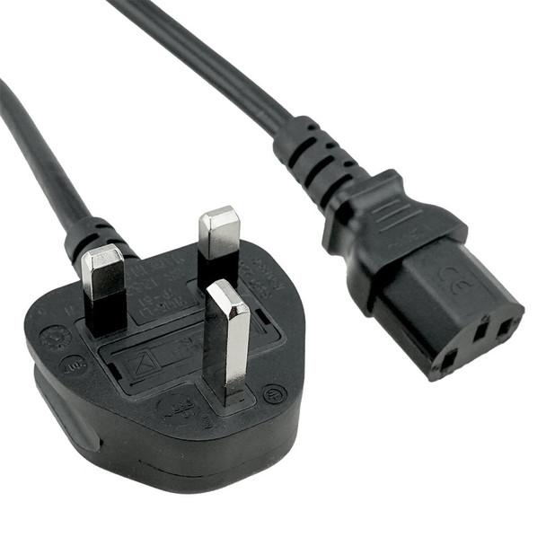 BS1363 to C13 Power Cord 0.75mmÂ² Wire Gauge - 6 ft