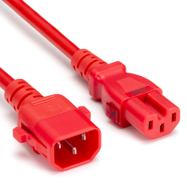 TwyLock® USA IEC C14 to C15 15A SJT Dual Locking Cords: Multiple Colors + Lengths