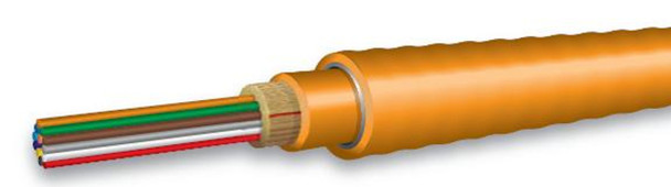OCC, DX, Distribution Series, 4-Strand, 900um Tight Buffered, Indoor/Outdoor, ILA Armored, Chemical Resistant OFNP Plenum Rated, OM1, 62.5/125, Multimode, Orange Jacket, MM 62.5/125 OM1 (Priced Per Foot) | American Cable Assemblies