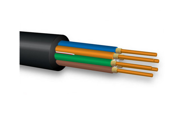 OCC, BX, Breakout Series, 4-Strand, 2.5mm, Tight Buffered,   Indoor/Outdoor, MSHA Rated, Singlemode, Black Jacket, 9/125 OS2, Low Water Peak Mining (Priced Per Foot) | American Cable Assemblies