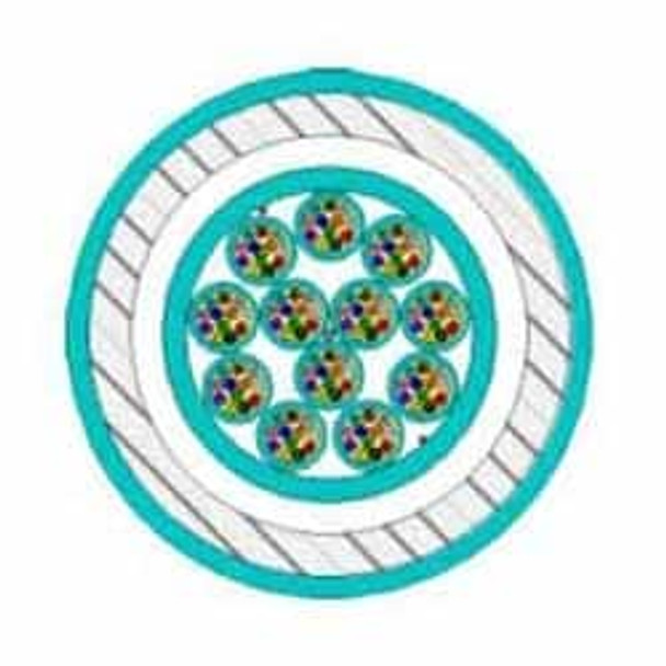 Berk-Tek PDPK024FB3010/F5 Premises Distribution Cable, Interlocking Armor, Aluminum Interlock, Tight Buffered, Plenum, 24-Fibers, OM4 50/125µm GIGAlite Multimode Fiber, Aqua Jacket