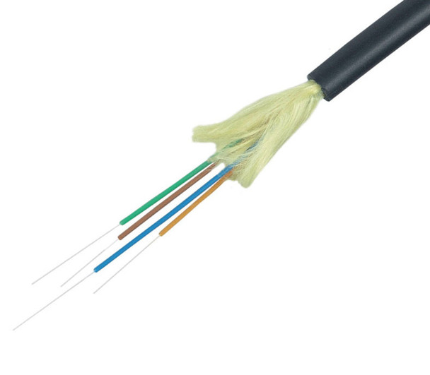 OCC DX004DWLS9KS DX, Distribution Series, 4-Strand, 900um Tight Buffered, Indoor/Outdoor, MSHA Rated, OM1, 62.5/125, Multimode, Black Jacket, Low Water Peak Mining (Priced Per Foot) | American Cable Assemblies