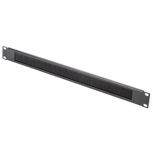 HellermannTyton TBP1UPB Racks & Rack Cabinet Accessories Blank Rack Panel with Pass-thru Brush, 1U, Steel, Black, 1/box | American Cable Assemblies