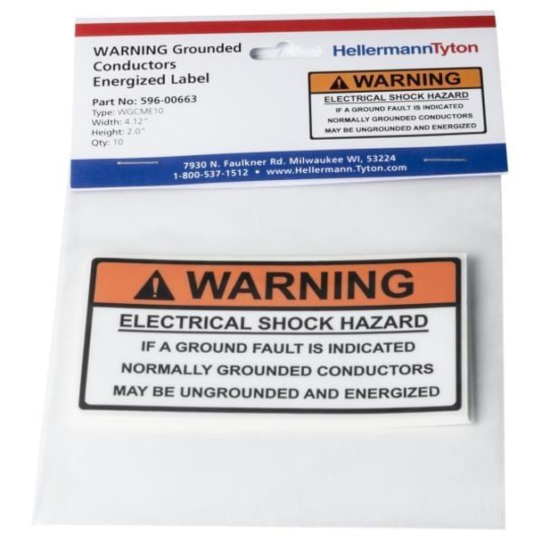 HellermannTyton 596-00663 Labels and Industrial Warning Signs WARNING GND COND ENG 10/PK | American Cable Assemblies