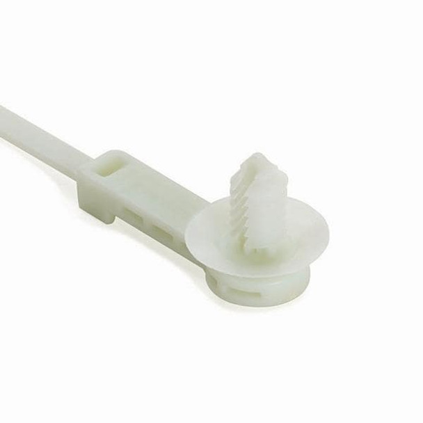 HellermannTyton 157-00200 Cable Tie Mounts 1-Pc Cable Tie/Fir Tree Mount, 25mm Offset, 9.1"L, 6.17.0 mm Hole, 50lb, PA66HIRHS, Natural, 500/pkg | American Cable Assemblies