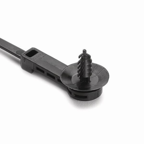 HellermannTyton 157-00172 Cable Tie Mounts 1-Piece Cable Tie/Fir Tree Mount, 25mm Offset, 9.1" Long, M6 Hole, 50lb, PA66HIRHSUV, Black, | American Cable Assemblies