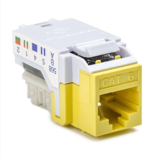 HellermannTyton RJ45FC6-YEL Modular Connectors / Ethernet Connectors Category 6 Modular Keystone Jack, Plenum Rated, Yellow, 1/pkg | American Cable Assemblies