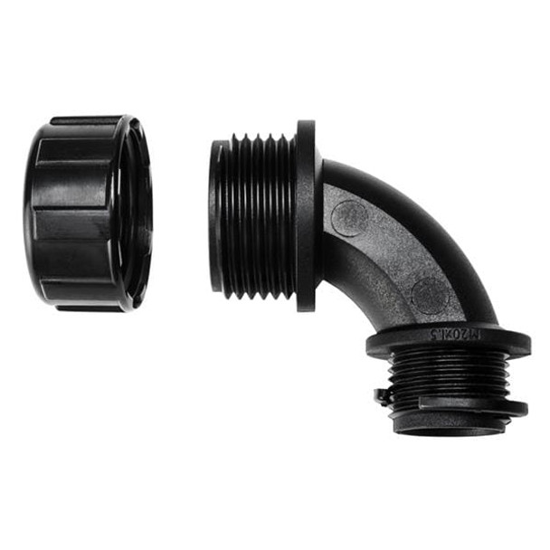 HellermannTyton 166-90774 Conduit Fittings & Accessories HelaGuard Non-Metallic IP66 45 Degree Elbow, 1.5" NPT Thread, 1.25" Dia., PA66, Black, 2/pkg | American Cable Assemblies