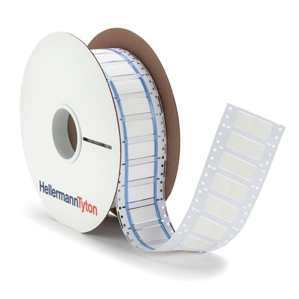 HellermannTyton 553-60128 Wire Labels & Markers ShrinkTrak Labels, 2-Sided, Unslit, Halogen Free, 0.63" x .87", Polyolefin, White, 500/pkg | American Cable Assemblies