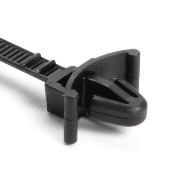 HellermannTyton 111-85460 Cable Tie Mounts 1-Pc Cable Tie/Arrowhead Mount w/Wings, 6.5"L, 50lb, 0.25 - 0.3" Hole Dia, PA66, Black, 500/bag | American Cable Assemblies