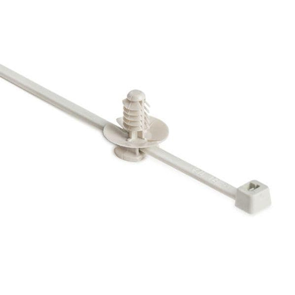 HellermannTyton 156-01513 Cable Tie Mounts 2-Piece Cable Tie/Fir Tree Mount, 7.9"L, .22".25" Mounting Hole, 100lb, PAEK, Beige, 500/bag | American Cable Assemblies