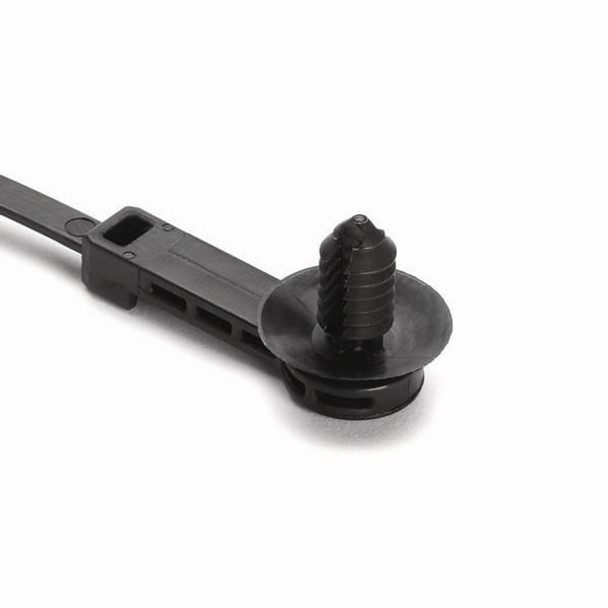 HellermannTyton 157-00186 Cable Tie Mounts 1-Pc Cable Tie/Fir Tree Mount with Disc, 25mm Offset, 9.1"L, 6.17mm Hole, PA46, Brown, 500/pkg | American Cable Assemblies