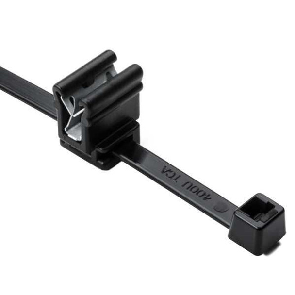 HellermannTyton 156-02230 Cable Tie Mounts 2-Piece Cable Tie & Edge Clip, 8.0" Long, EC4A, 13 mm Panel, 50lb, PA66HIRHSUV/PA66HIRHSUVR5, Bk, 100/pkg | American Cable Assemblies