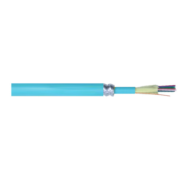 Remee REMEX330612VAIALR-1500 6 Fiber Tight-Buffered Multimode OM4 OFCP Plenum Distribution - Aluminum Armored Fiber Optic Cable - 1500' Spool - Aqua | American Cable Assemblie
