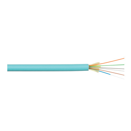 Remee 33-006-12N-RANOOP-2000 6 Fiber Tight-Buffered Multimode OM3 OFNP Plenum Distribution Fiber Optic Cable - 2000' Spool - Aqua | American Cable Assemblie
