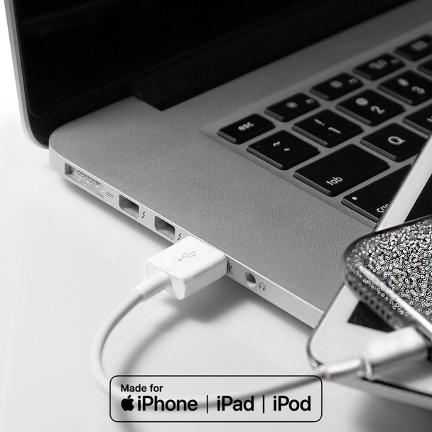 YC Cables YCGM-LT-6INCH MFi Lightning to USB A 2.0 Charging and Syncing Cable  (3 Lengths Available) | American Cable Assemblies