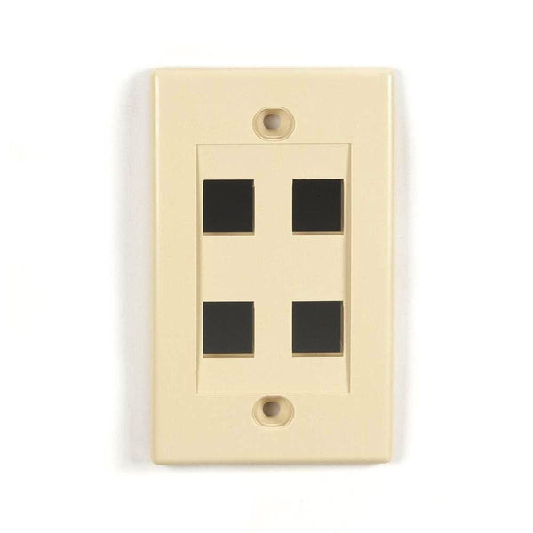 YC Cables YCNA-217-W Rj45 Keystone Wall Plate - White/Ivory