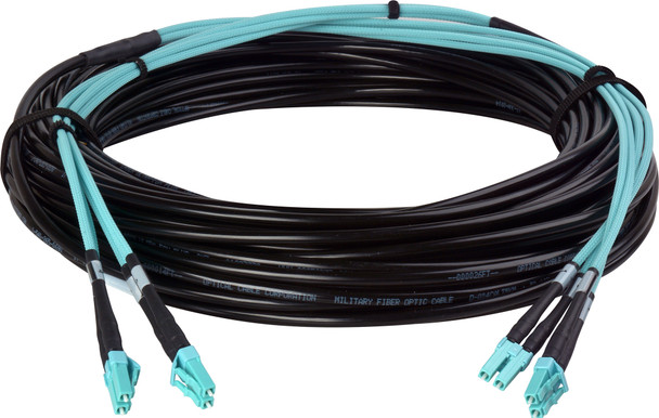 Camplex HF-TS04LCM3-0100 4-Channel LC Multimode OM3 Fiber Optic Tactical Cable - 100 Foot | American Cable Assemblies