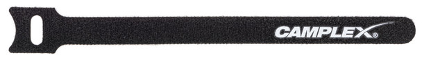 Camplex Hook and Loop Cable Wrap 12mm x 180mm Black with White Logo - 10 Pack | American Cable Assemblies