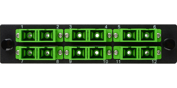 Camplex CMX-MP12SCDA 6-Port SC APC Duplex Single Mode Fiber Adapter Plate Module with Ceramic Connectors-Green | American Cable Assemblies