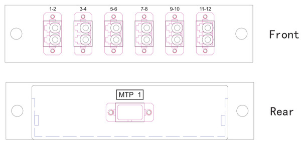 Camplex CMX-MPLGXMM12LC 12 Fiber MM 62.5/125 LGX Cassette - 1 MPO Male Connector to 12 LC Female Connectors | American Cable Assemblies