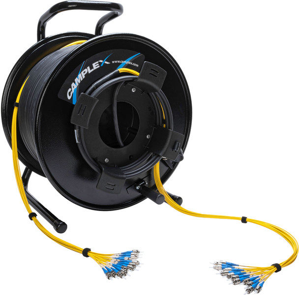 Camplex CMX-TFR12ST-0250 TiniFiber 12-Channel ST-Single Mode Armored Tactical Fiber Optic Snake on Reel - 250 Foot | American Cable Assemblies