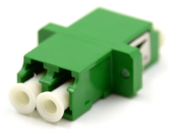 LC to LC Duplex Single Mode APC Flanged Adapter - Green | American Cable Assemblies