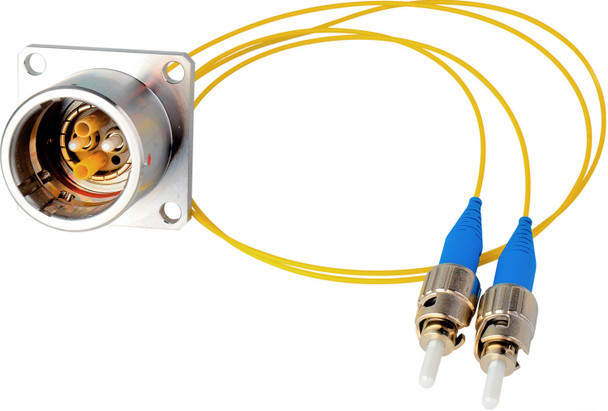 Camplex HF-EDWBI-ST-06IN LEMO EDW to Dual ST 900 micron Internal Fiber Optic Breakout Cable - 6 Inch | American Cable Assemblies
