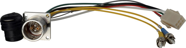 Camplex HF-EDWBP3ST-06IN LEMO EDW to Dual ST & 6-Pin AMP MATE-N-LOCK Cap Power Fiber Breakout Cable - 6 Inch | American Cable Assemblies
